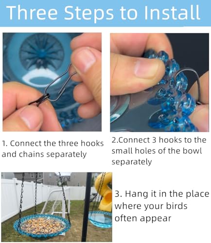 2 Pack Hanging Bird Baths and Feeders for Outdoors, Plastic Bird Bath Bowl & Hanging Feeder for Garden Yard Decor,Nature Blue - color: Nature Blue