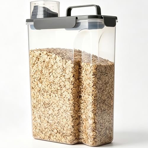 Rice Storage Containers, 20 LB Rice dispenser with Pouring Spout Large Bin for Flour, Pasta, Grain and Baking, Pet Dog Cat Bird Food Container Grey - color: 20lb grey