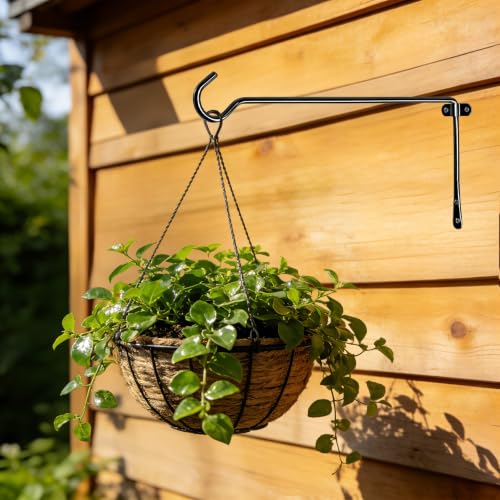 2 Pack Metal Plant Hanger for Wall, Decorative Plant Hooks for Hanging Plants, Indoor Outdoor Wall Plant Holder for Hanging Planters, Bird Feeders Home Decor (Black, 13.3 in-Straight Hook) - color: Black, size: 13.3 IN-Straight Hook