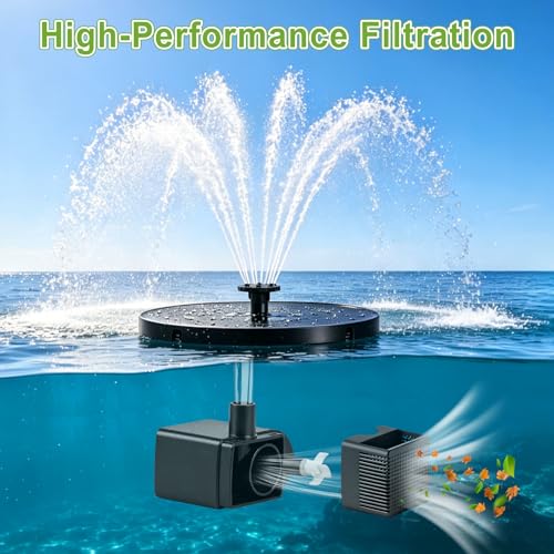 3.5W Solar Fountain for Bird Bath, Solar Water Fountain Outdoor with 6 Nozzles & 4 Fixed Rods, Solar Fountain Pump Water Pump for Garden, Pond, Fish Tank, Pool - color: 3.5w Solar Fountain Pump