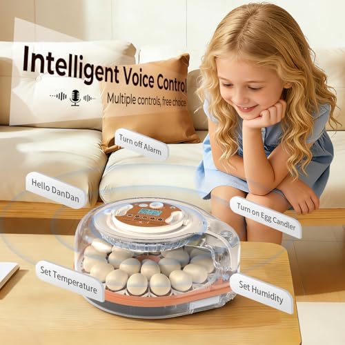 Incubators for Hatching Eggs with Smart Voice Assistant, 26 Eggs Incubator with Automatic Egg Turner and Humidity Control, LED Egg Candler, Incubation Days Display, for Chicken, Duck, Goose, Bird Eggs - size: 26 Chicken Eggs with Voice Assistant
