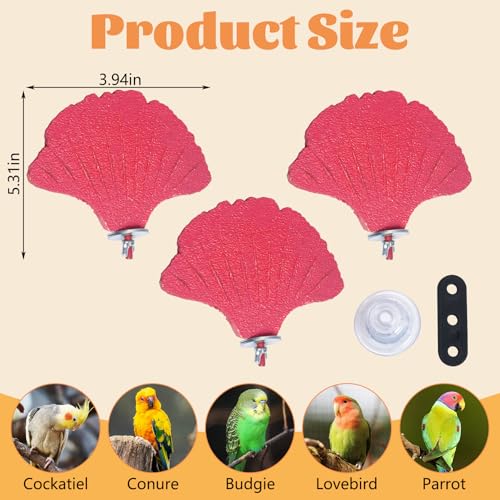 3PCS Bird Perch Bird Beak Grinding Stone with Suction Cups for Small Birds Foot Claws Trimmer Bird Stand Platform Parakeet Cage Perch Parrot Cage Accessories for Indoor Window Viewing (Pink) - color: Pink, size: Suction cup style