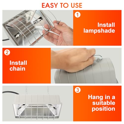 Chicken Coop Heat Lamp Carbon Fiber Tube,Adjustable 2-Level Temperature Brooder Heater Lamps for Chicks,Hanging Chicken Warmer for Livestock Dog Kennel,Cat House,Rectangle 175W/275W