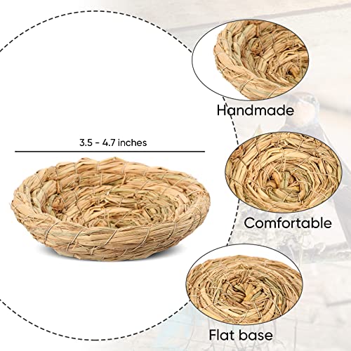 Patelai 4 Pcs Bird Nest Handmade Woven Flat Base Dove Bird House Breeding Nest Small Animal Cage Accessories for Pigeon Parrot Budgie Parakeet Cockatiel Hamster Gerbil Pig(3.54-4.72 Inch) - size: 3.54-4.72 Inch
