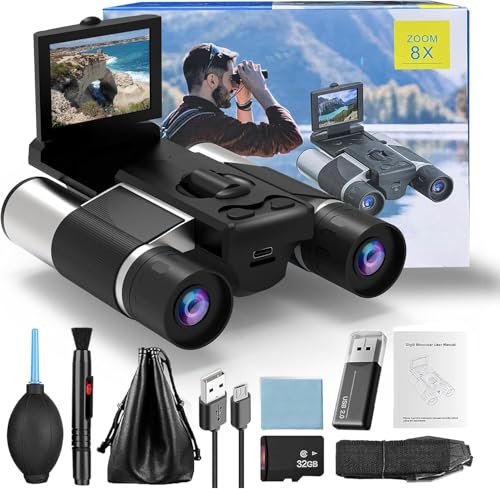 Digital Binoculars with 40MP Camera, (Silver) | 10x Optical & 8X Digital Zoom, 2.5K HD Video, Ideal for Bird Watching, Concerts & Outdoor Adventures