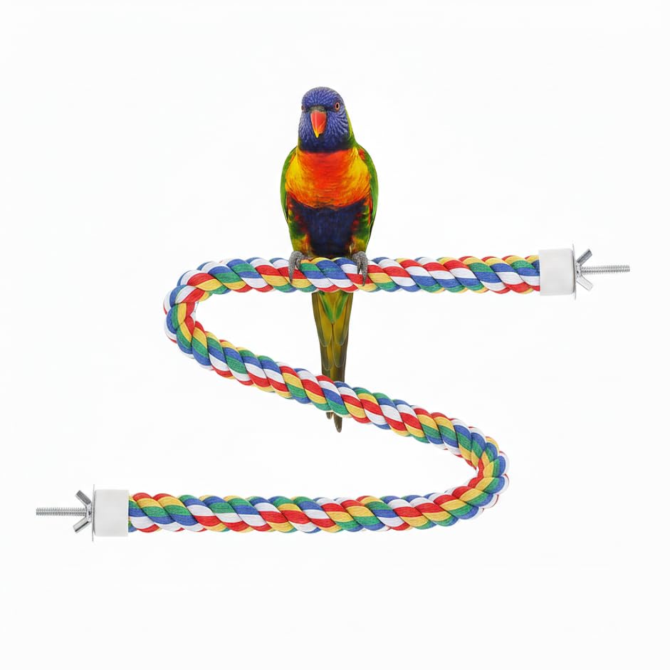 iplusmile Bird Rope Perches, Cages Birds Rope Cage Accessories for Parrots, Cockatiels, Parakeets, Budgie, 41.3inch (Pack of 4) - size: Size 4 (Pack of 2)