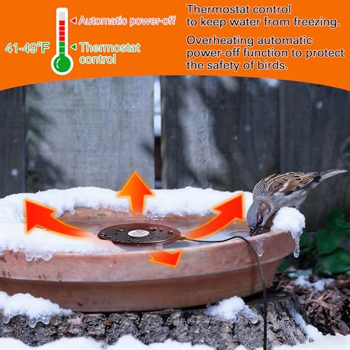 Dreyoo Bird Bath De Icer, 60w Submergible De Icer, Thermostatic Controlled Winter Water Heater Deicer for Bird, Chicken, Duck, Farm Trough, Design Patent Product(2 Pack)