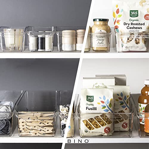 BINO | Plastic Storage Bins, Large | THE CURVE COLLECTION | Multi-Use Fridge / Freezer Organizer | Built-In Handle | BPA-Free | Pantry and Home Organization - size: Large