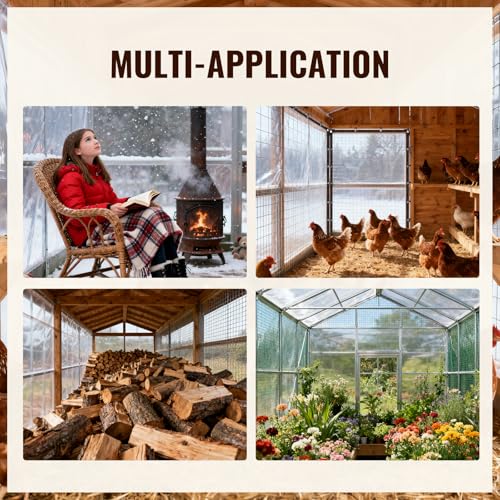 4x8 Ft Chicken Coop Cover for Winter | Waterproof Chicken Coop Tarp with Elastic Cords & Rope, Durable Protection for Large Chicken Runs - size: 4x8FT
