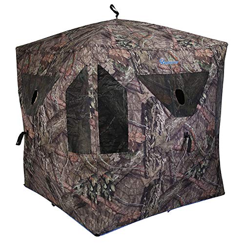 AMERISTEP Element Hub-Style Durable Noise-Free Hunting Ground Blind with Shoot-Through Mesh Windows & Gun Ports | 3 Hunters Concealment | Mossy Oak Break Up Country Camo | Easy Setup & Takedown