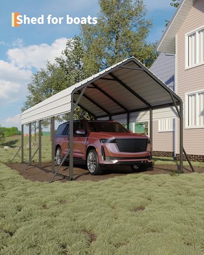 GarveeLife 13 ft x21 ft x11 ft Oversized Metal Carport, Steel Heavy Duty Car Ports for All-Weather, Tall Carport for Full-Size Pickup Trucks, Boats, and Tractors, N.W. 660 LBS