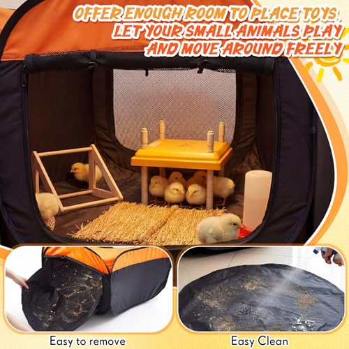 42 in Brooder Box for Chick, 7-in-1 Chick Starter Kit, Includes 10×10 in Heating Brooder Plate, Baby Chicken Pen, 2pcs Chicken Feeder, 2pcs Waterer, Perch, Nesting Pad up to 15 Chicks, Duck, Quail