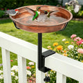 Gtongoko Deck Mounted Metal Bird Bath for Outside, 12 Inch Dia Weather-Resistant Birdbath Bowl for Balcony Fence Railing with Adjustable Clamp Outdoors - size: 12″ dia, 2″ depth bowl, deck