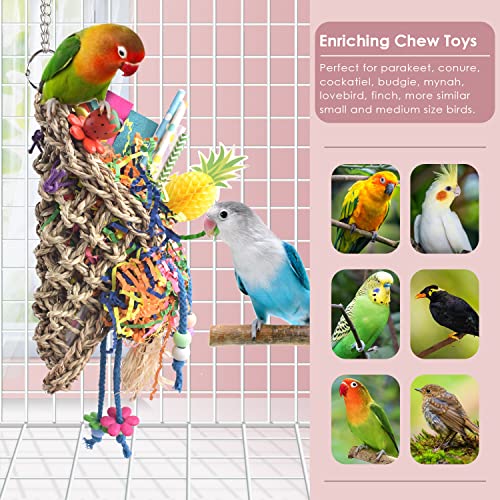 KATUMO Bird Toys, Seagrass Basket Toy with Array of Chewable Parrot Foraging for Small Medium Parrot Birds - style: Pineapple