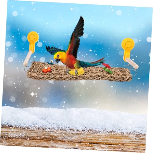 ibasenice Parrot Climbing Rope Net Toy with Suction Cup for Travel Woven Hammock Ladder for Parakeets and Pet Birds Interactive Aerial Design for Cage Exercise and Entertainment