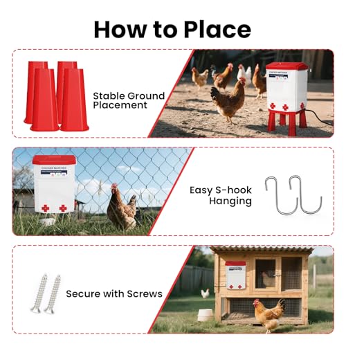 3.2 Gallon Heated Chicken Waterer with 4 Nipple Drinkers - Adjustable Height, BPA-Free, Freeze-Proof, 110V Electric, Suitable for Chickens, Ducks, Geese & Quails,12L (2)