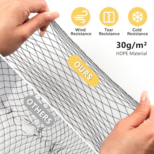 Bird Netting for Garden, 13 x 40 FT Bird Netting for Chicken Coop, Heavy Duty Garden Poultry Net Mesh with Ties and Staples for Fruit Trees Vegetables Against Birds, Deer, Squirrels