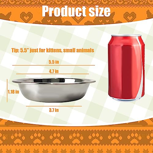 8Pcs Stainless Steel Cat Bowls 5.5 Inch Kitten Food Bowls for Indoor Cats | 5.5-Inch Shallow Stainless Steel Kitty Bowls; Whisker-Friendly Pet Dishes for Indoor Cats; Dishwasher Safe Metal Cat Bowl