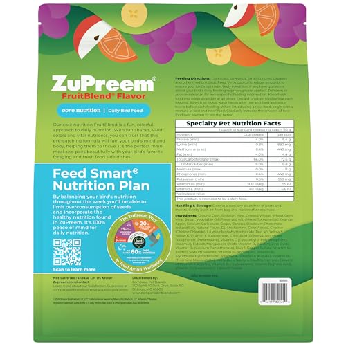 ZuPreem Smart Selects Parakeet & Budgie Food, Seed Blend, Small, 2 lb | Bird Food, Parrot & Parakeet Food, Budgie, Pellet Mix, Smart Pellets, Vitamins, Minerals, Seed Blend, Made in USA - size: 2 Pound (Pack of 1)