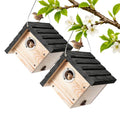 Hanging Wren Bird Houses for Outside,Wren House Bird Nesting Box with Ventilated Holes,1-1/8''Entrance Hole Durable Pine,Bird Houses for Outdoors Shelter in Backyard Garden Patio,black-2pc - color: black-2pc