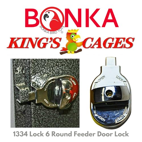Kings Cages 1334 Lock 6 Round Feeder Door Lock – Durable Chrome-Plated Steel, 2 1/8" x 1 1/4", Secure Feeder Door Closure for Birdcages, Prevents Escape & Tampering