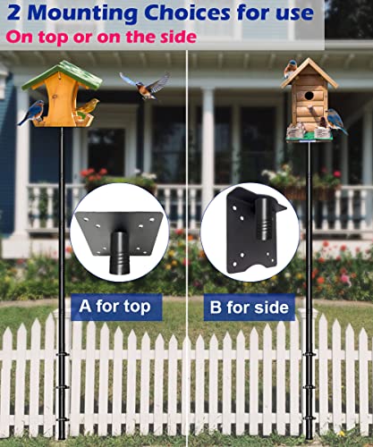 105 Inch Bird Feeder Pole Kit, Heavy Duty Bird House Pole Set for Deck Fence or Patio Railing, Adjustable Universal Mounting Post Kit for Outdoors, Matte Black, 1 Pack - size: Deck Fence 1pack