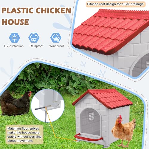 Nesting Boxes for Chicken, Plastic Single Compartment Chicken Nesting Box | for Laying Eggs for Hens, Ducks and Poultry - Red - color: Red