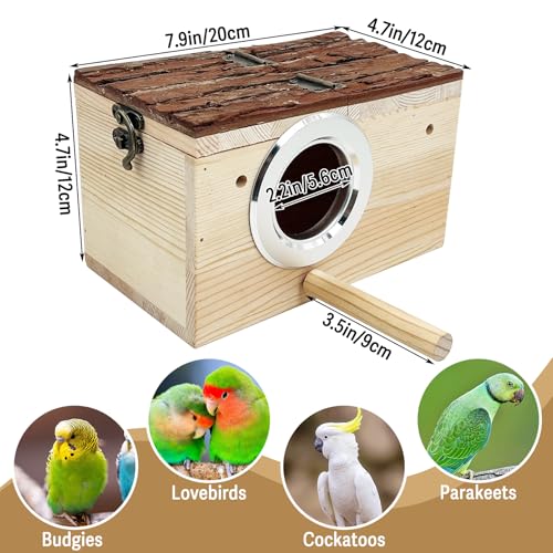 Tfwadmx Parakeet Nesting Box Wooden Parrot Nest Cockatiel Nesting Bird Breeding Box House with Perch for Parrot Parakeet Cockatiel Lovebirds Budgie Conure - style: Style 2