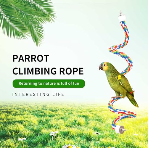 30‘’× 0.78’‘ Bird Rope Perch, Bird cage Accessories | Rope perches for Conures,Parrots,Cockatiel,Lovebird,Budgerigar,Parakeet perches Birds Standing