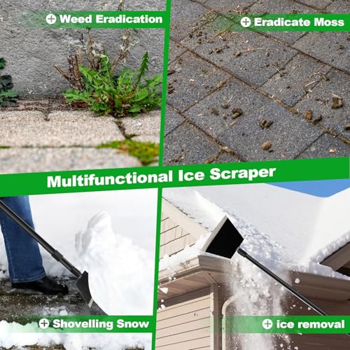 Floor Scraper Garden Shovel, Cleaning Remove Long Handle Tool 88in | Sturdy Tile Scraper for Ice, Tiles, Ceiling, Concrete, Tape, Glue, Wallpaper - Heavy Duty Sharp Blade (4mm Thickness)