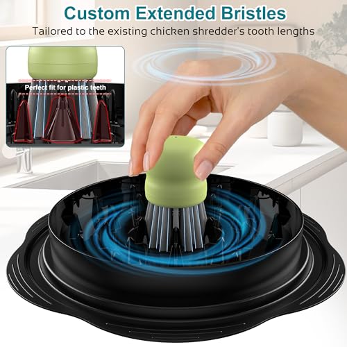 Mini Dish Brush for Cleaning Chicken Shredder, Long Bristles, 1Pack, Matcha | Palm Brush Dish Scrubber with Ergonomic Grip, Long-lasting Nylon Bristles, Kitchen Brush for Washing Dishes, Pans, Pots, Sink - color: Matcha
