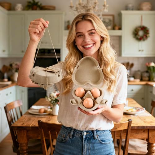 Heart Shaped 3 Egg Cartons with 20m Twine, Cardboard Egg Cartons Boxes for DIY Valentine’s Day Gifts, Rustic Egg Packaging Containers for Easter Valentines Farmers Market Baby Shower (20)