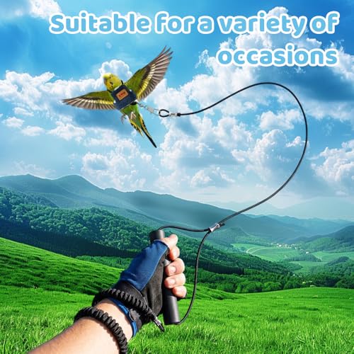 Bird Harness Leash, Adjustable Self-Adhesive Vest Birds Harness with 360° Swivel Clasp, Reusable Bird Flight Cloth for Outdoor Walking Training Anti-Escape - size: M