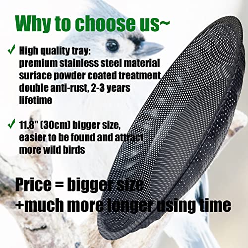 CQAIRIOU Upgraded Ground Platform Bird Feeder Tray,11.8” Stainless Steel Large Bird Feeder Mesh Seed Tray with A Exquisite Tray Station,Attract Wild Birds,Great Decoration for Garden Backyard - size: Ground Bird Feeder Tray