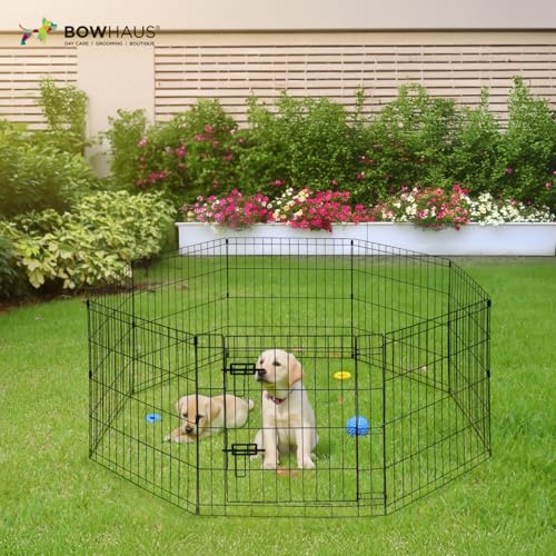 Foldable Outdoor/Indoor Pet Playpen with Gate, Available in 30 Inch Height Metal Portable Kennel, Heavy-Duty Exercise Fence Cage 8 Panels for Medium Dog, Animals - style: 30 Inch
