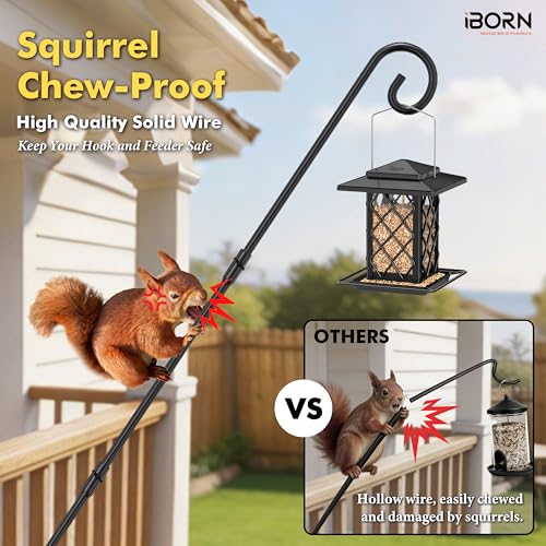 iBorn 45" Wall Mount Hanging Bracket,Heavy Duty Bird Feeder Pole for Hanging Bird Feeder, Planter, Suet Baskets, Wind Chimes, 180°Rotatable Arm,Solid Wire, Pack of 2 - size: 45"Hanging Bracket,Pack of 2
