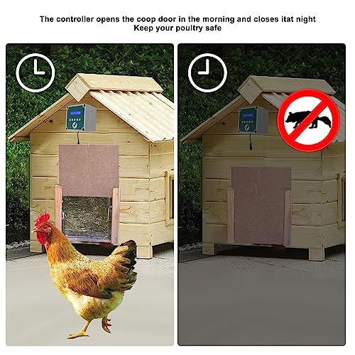 Automatic Chicken Coop Door Opener with Timer & Light Sensor, Automatic Chicken Coop Door Controller, Remote Control Poultry House Actuator Motor Kit for Duck, Goose (U.S. regulations)