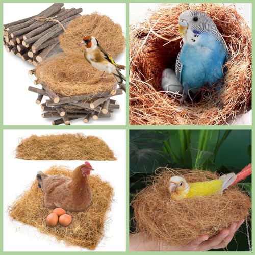 CREATCABIN 50g Coconut Fiber for Bird Nest Loose Birds Bedding Substrate Natural Bird's Nest Warming Accessories Canary Finch Parakeet Hummingbird Nesting Material Silk for Cage Gardens Tree Trunks