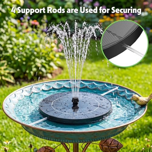 AISITIN 3.8W Solar Fountain for Bird Bath, 2026 Newly Solar Fountain Pump | Multiple Nozzles, 4 Anti-Drift Fixed Pipes, Attract Birds, Solar Bird Bath Fountain for Garden, Fish Tank, Small Pond, Yard