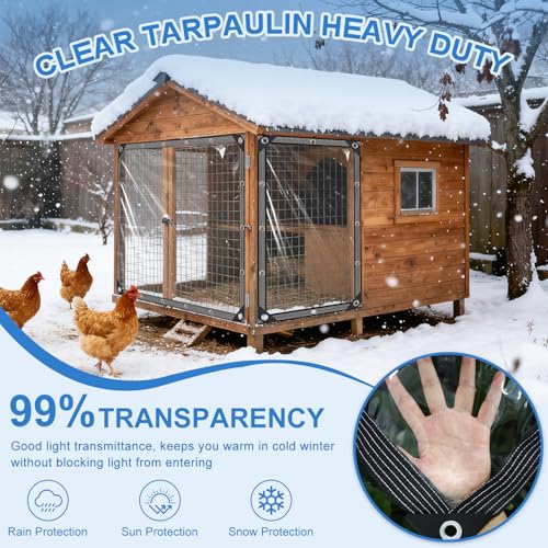 Clear Tarps Heavy Duty Waterproof - 4x6ft Clear Tarps with Grommets - 14mil Thickened Transparent Plastic Vinyl Tarp for Patio Porches Greenhouse Chicken Coop Cover, with Fixed Accessories - size: 4x6ft (120*180cm)