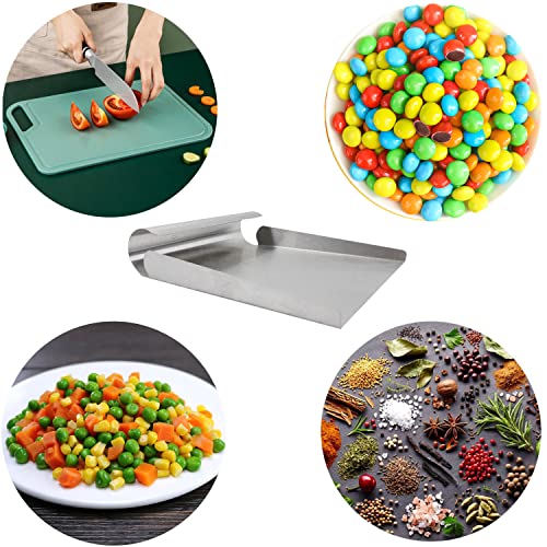 5.9 Inch Stainless Steel Food Scooper, Cutting-board Scraper | One-Piece Metal Ice Scooper, Cast Square Food Scoop with Sides, Flour Utility Scoop with Multi-Purpose Use, Silver