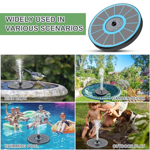 Yzert Solar Fountain for Bird Bath Direct Sunlight High Efficiency 3.5W Glass Panel Solar Water Fountain Outdoor Garden Flower (Blue) - color: Blue