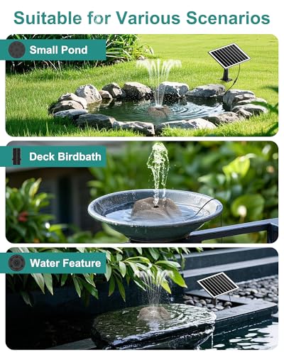 Rock Solar Fountain for Bird Bath, Dry-Run Protect,10 Nozzles(Grey) | Bird Bath Fountain for Outdoor Garden Pond,Resin Granite Rock,Dry Run Protection,Solar Powered - color: Brown