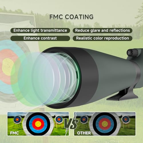 SVBONY SV28 100mm Spotting Scope for Target Shooting, 25-75x Spotter Scope | Long Range Viewing for Bird Watching, Stargazing, Clearly at 300 Yards, FMC HD Optics with Soft Carry Case & Phone Adapter - style: 25-75x100