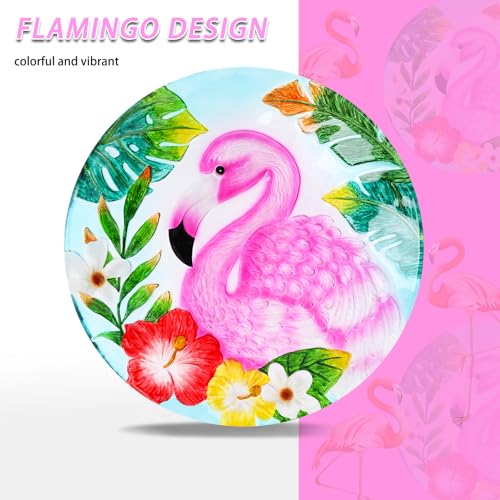 Bird Baths for Outdoors, Glass Bird Bath Stake, Flamingo Birdbaths & Support, Bee Baths for Garden, Outside, Lawn, Outdoor Decor - color: pink