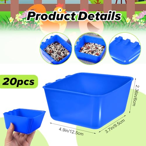 20 Pcs Cage Cups Chicken Feeder Waterer, 16 oz, Hanging Bunny Cage Feeder, Chicken Water Bowl for Pet Parrot, Rooster, Parakeet, Gamefowl, Poultry Wire Cages - color: BLUE