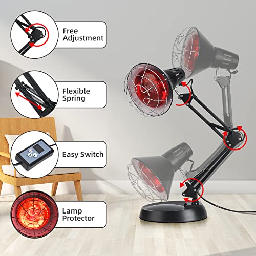 Red Light Heating Lamp with Base, Heat Lamp Device with 150W Bulb | Adjustable Red Heating Lamp Set, Multi-area Gentle Warm Light for Daily Cosmetic Use