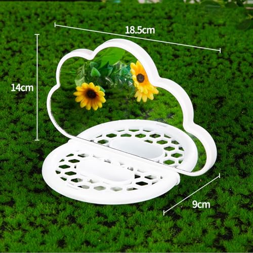 septillar Bird Mirror with Perch Stand, Bird Toys for Parakeet Cockatiel Conure Lovebirds Finch Canaries (White) - color: White