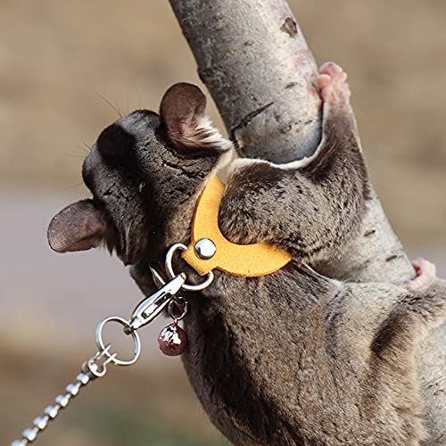3 Pack Sugar Glider Harness and Leash Set - Adjustable Traction Rope Strap Anti-Biting Chain Rope, Small Animal Training Walking Vest Leash for Sugar Glider Squirrel Hamster Rat Birds Reptile (Yellow) - color: Yellow