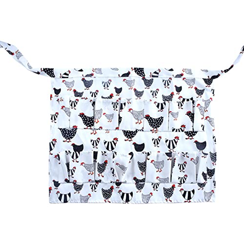 Egg Collecting Apron Chicken Egg Apron for Fresh Eggs Holder Deep Pocket Gifts for People with White Medium